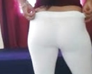 teasing qnd dancing with her sexy ass in white leggings